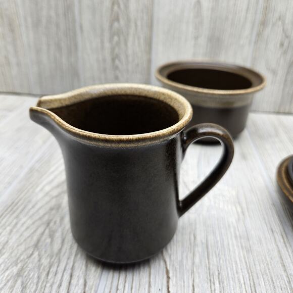 Mikasa Ultima Plus F2000 Creamer & Sugar‎ Bowl Set With Lid Brown Tan Japan MCM - Picture 7 of 11